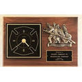 Fireman Award Plaque w/ Quartz Movement Clock & Bronze Casting (12"x18")
